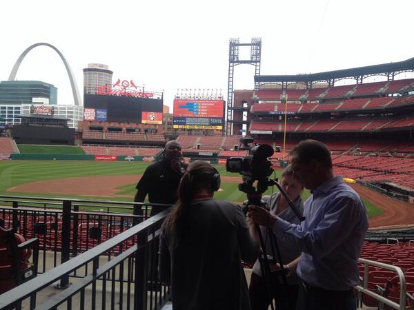 Today we're at Busch Stadium conducting interviews with Michael Hall and Lucretia Payne #CardsCare