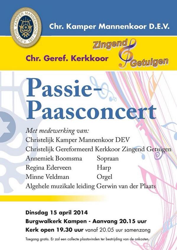 CKMannenkoorDEV's tweet photo. Vanavond de laatste repetitie voor ons gezamenlijke Paasie- Paasconcert as. Dinsdag! Van harte welkom! Entree: GRATIS http://t.co/1xQAw5B8OP
