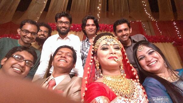 tarunno's tweet photo. Whole @omicronlab gang in a selfie at @rifat bhai's wedding! :D http://t.co/WnyG4spByw