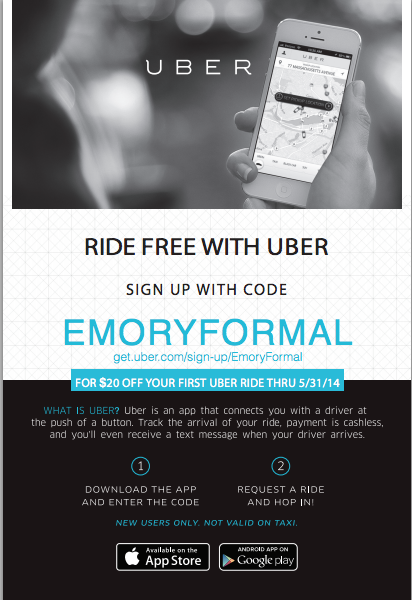 EmoryIFC's tweet photo. Try out Uber and get a free ride by signing up with the code EMORYFORMAL http://t.co/uZiRMIaAt7