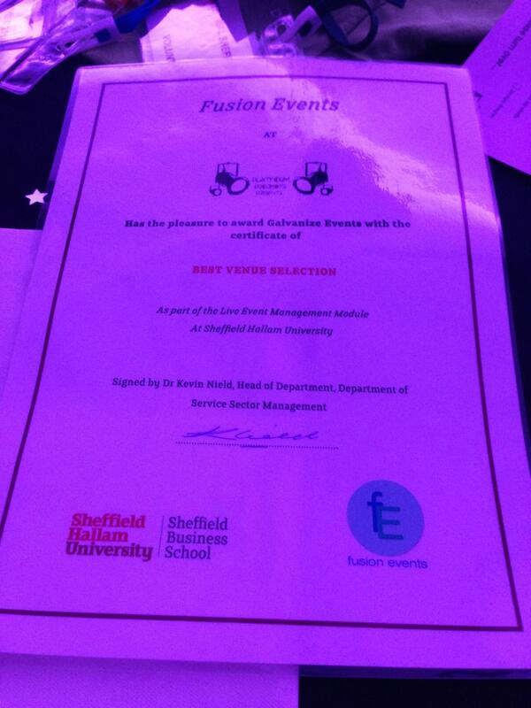 The event has just won best use of venue at the events Hallam awards. Well done everyone!