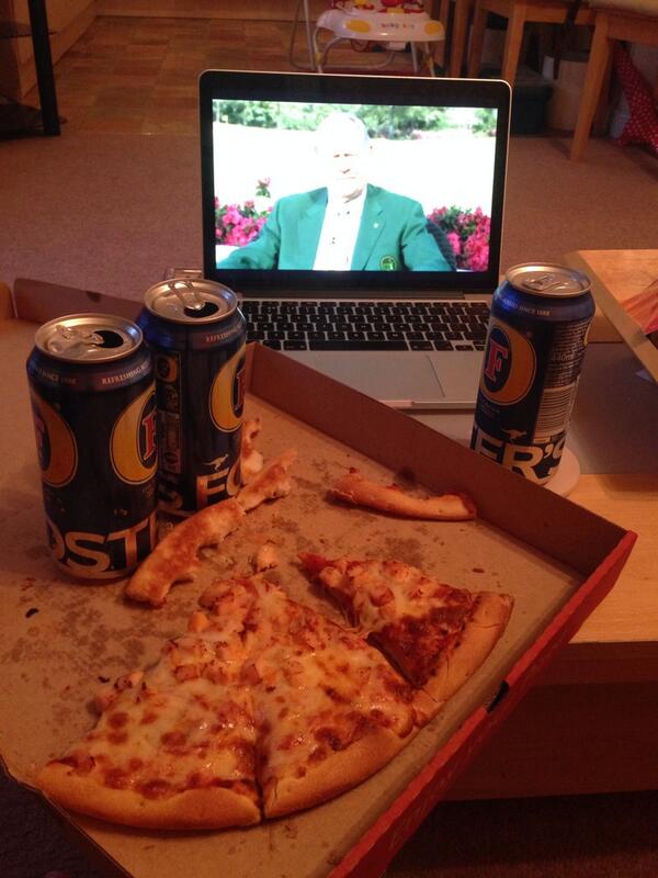 Mr_C_Pinder's tweet photo. And so it begins... #Masters2014 pigging out and loving the coverage. Bring on the next four day. http://t.co/56OvoDDRhe