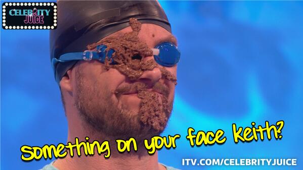 CelebJuice's tweet photo. Tonight @officialkeith takes part in our new game Splosh! It gets a little messy! #MousseFace http://t.co/fGk0ARCKo1