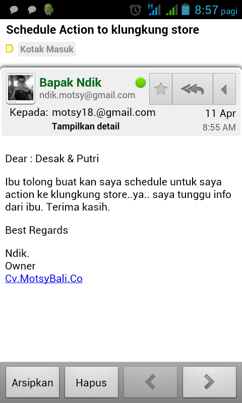 PutriKDV's tweet photo. Pagi" dapet email dari babe di suruh buatin schedule.nya babe k klungkung!! Siap laksanakan komandan http://t.co/BIjesrEEFz