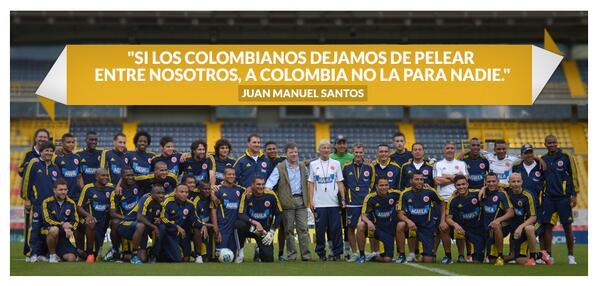 JuanManSantos's tweet photo. "Si los colombianos dejamos de pelear entre nosotros, a Colombia no la para nadie". http://t.co/rIX9Tgo9i1