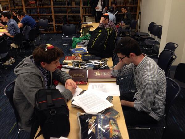 Brotherly love at pre pesach late night learning!