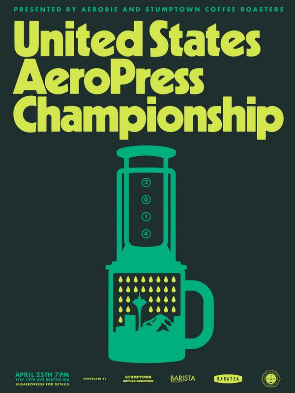 USAeropress's tweet photo. USAC 2014 poster debut. Thanks to Aerobie &amp; @stumptowncoffee. http://t.co/zsmnceWjBm