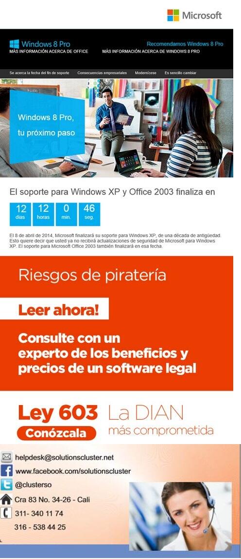 ClusterSo's tweet image. Conozca la Ley 603, la DIAN más comprometida con la legalidad en software.  CONTACTENOS helpdesk@solutionscluster.net