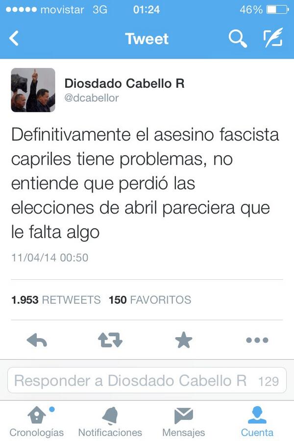 "<a href="/pedroluisflores/">Pedro Luis Flores</a>: "diálogo de paz": “<a href="/dcabellor/">Diosdado Cabello R</a> en pleno diálogo llama asesino facista a <a href="/hcapriles/">Henrique Capriles R.</a> ” <a href="/fdelrinconCNN/">Fernando</a>