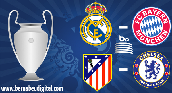elbernabeucom's tweet photo. #SorteoChampions: #RealMadrid - #Bayern y #Atlético - #Chelsea http://t.co/eBtQugjuOk