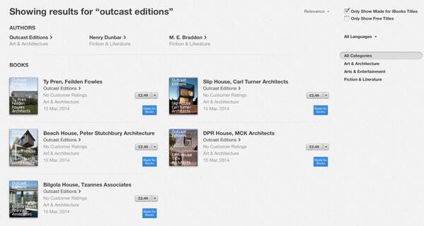OutcastEditions's tweet photo. Our new 'Made for iBooks' iBooks for Mac and iPad, resplendent on the iBooks Store (a lot of iBooks in this tweet) http://t.co/uOF3Guiudr