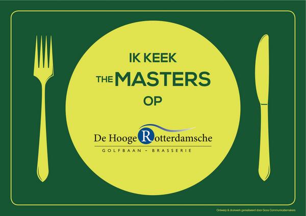 Zaterdag en zondagavond  de Masters kijken met het bord op deze schootplank. Masters Menu en drankje voor € 15 !