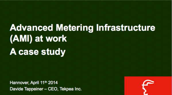 tekpea's tweet photo. Tekpea CEO presents "Advanced Metering Infrastructure - A Case Study" @hannover_messe Smart Grid Forum H13 B35 h10:40 http://t.co/iopmiBqRo4