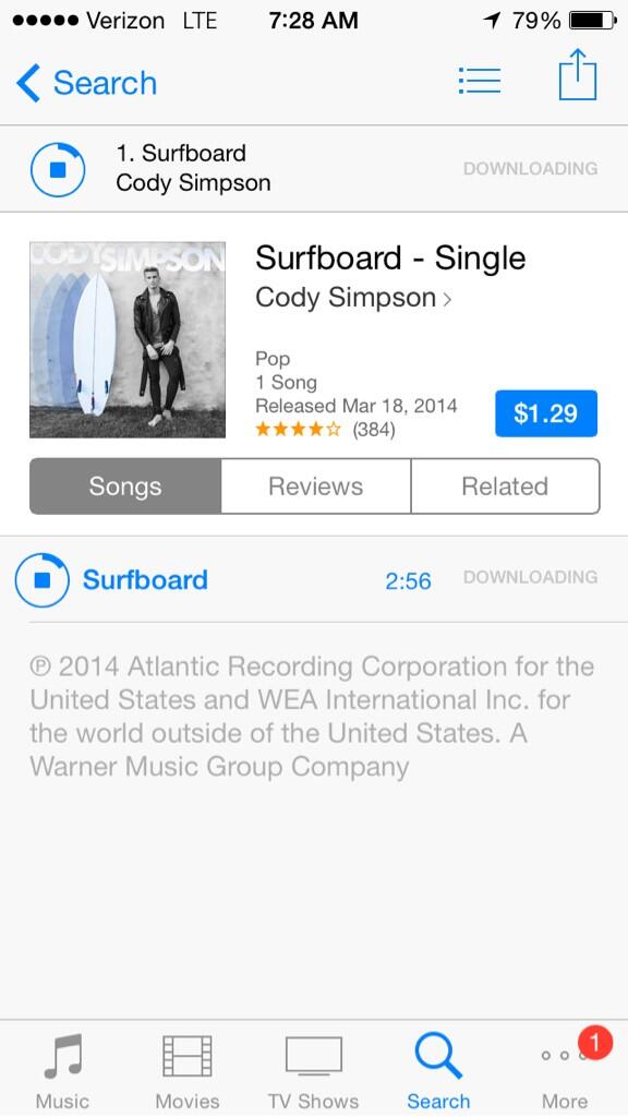 AshhlinPR's tweet image. Wait hi im loving this #surfboard @CodySimpson #downloadfaster