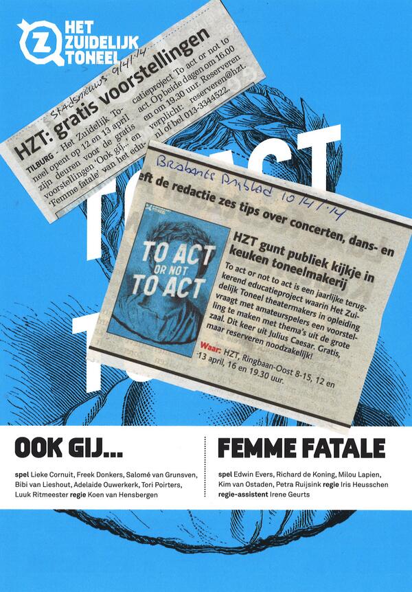 zuidelijktoneel's tweet photo. Za &amp; Zo in #Tilburg: educatieproject met makers in opleiding en amateurs, To Act Or Not To Act http://t.co/2aQeKc7qWo http://t.co/pDiccL5QXL