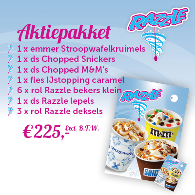 Op naar het mooie weer met het Razzle aktiepakket! Voordelig en met prachtig promotiemateriaal.