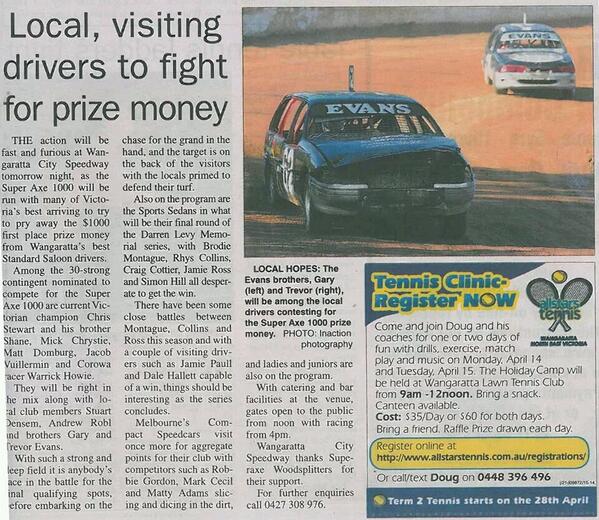 SpeedwayWang's tweet photo. Local, visiting drivers to fight for prize money...Sat night 12Apr @SpeedwayWang #Speedway #Wangaratta @wangchronicle http://t.co/WLmwidyq28
