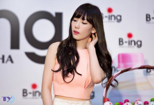 tiffnancy's tweet photo. taeyeon at B-ing Press Con yesterday http://t.co/ArEaqoAcOF