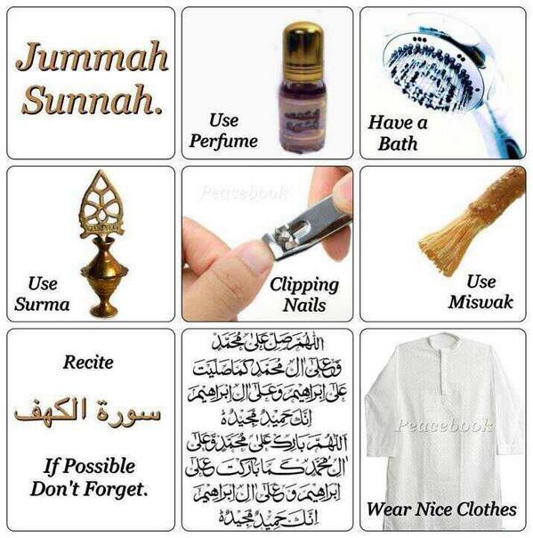 AbedaDocrat's tweet photo. * Friday Checklist * ☑ Take a bath/ghusl ☑ Best clothes ☑ Itr for men ☑ Trim your nails ☑ Miswaak .....♥☀♥AD http://t.co/qWqI04LyXW