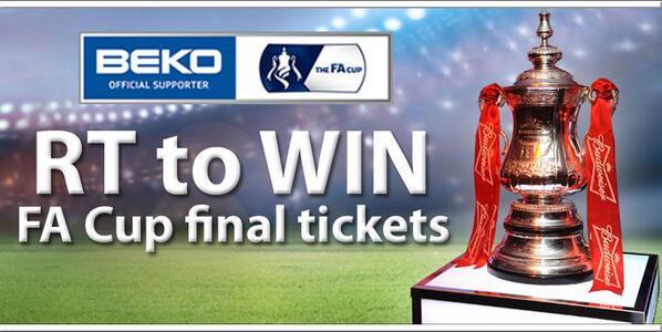 BekoUK's tweet photo. Follow &amp; RT to win 2x #FACup final tickets. Who do you think has their name on the cup? http://t.co/Xz5ITjwVxH