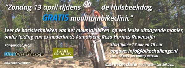 Gratis deelnemen aan een mountainbikeclinic tijdens de @Hulsbeekdag2014 Opgave via info@bikechallenge.nl. Me