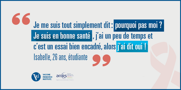 essai_VRI's tweet photo. Un grand merci aux premiers volontaires ! Découvrez le témoignage d'Isabelle &amp; n’oubliez pas : recherche-vaccinvih.fr http://t.co/XJRk3ABfm3