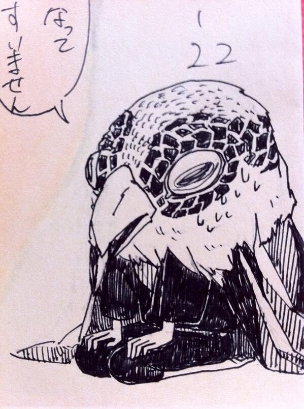 鳥の被り物した人は何年も前からちょこちょこと描いていて、なんとなく愛着があります。手紙に描いたり。 
