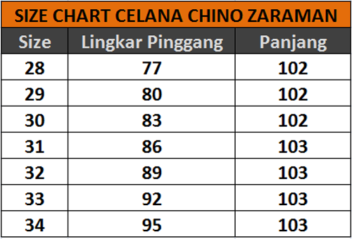 Zara Indonesia Size Chart