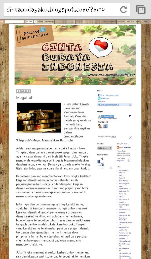CintaBudayaIndonesia (@cintabudayaku) on Twitter photo Kisah ttng Joko Tingkir,ank2ny jd istri dr Srby,Madura&Tuban cintabudayaku.blogspot.com <a href="/infobudaya/">Budaya Indonesia</a> @InfoSBYRaya Kisah ttng Joko Tingkir,ank2ny jd istri dr Srby,Madura&Tuban cintabudayaku.blogspot.com <a href="/infobudaya/">Budaya Indonesia</a> @InfoSBYRaya