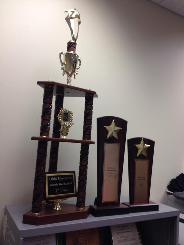 OUGreekWeek14's tweet photo. The trophies are here! Who will be winning these on Monday? http://t.co/BhsNFwqQlk