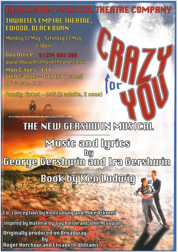 BwD Volunteers Week (@bwd_volweek2016) on Twitter photo Please make the effort to see Crazy for You <a href="/BMTC100/">Blackburn Musical TC</a> - it'll be a blast #ELancsHour Please make the effort to see Crazy for You <a href="/BMTC100/">Blackburn Musical TC</a> - it'll be a blast #ELancsHour