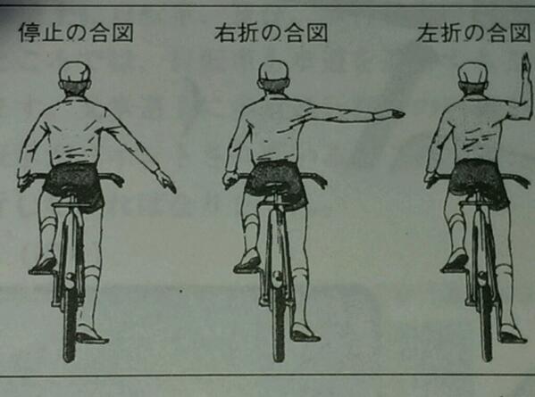 Twitter पर 愛知県サイクリング協会スタッフ 皆さん手信号どうしてます 自転車同士で後続に示す慣習的なサインもありますが なるべくなら 自動車にわかってほしい 下図は左側通行において他の一般車両にも視認されやすい基本的な手信号です Http T Co 9lx51tcryi