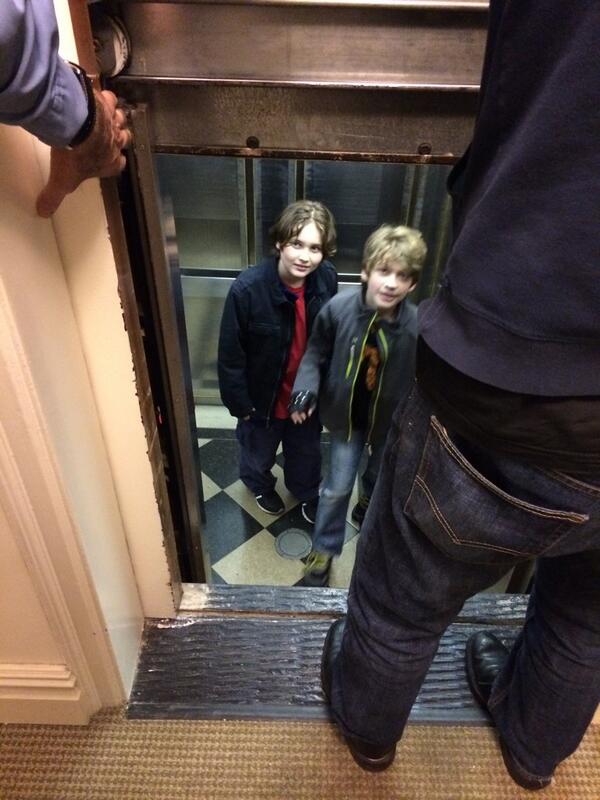 robschachter's tweet photo. A little elevator issue today, the Boy needed some rescuing, almost had to call @refrocky for a consult. http://t.co/sJTYy2KNwP