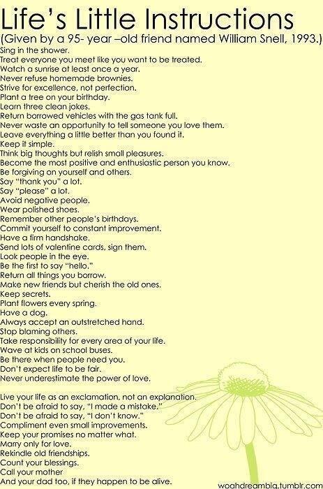 Little Instructions in Life (as told by a 93 year-old):