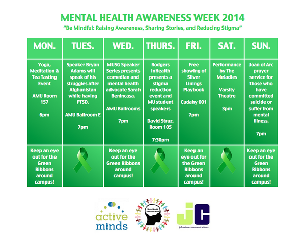 MU_MHAW_2014's tweet photo. Mental Health Awareness Week at Marquette starts TOMORROW! Have you chosen which events you will be participating in? http://t.co/JX8kJt4aYM