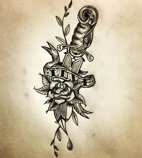 Inx N Art on X: #love #dagger #rose #tattoo #sketch #drawing #art #ideas  #design  / X