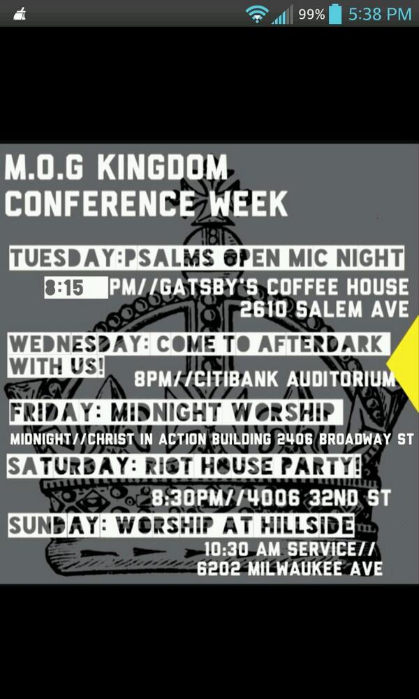 TripleD_Prodigy's tweet photo. Dont forget M.O.G. kingdom conference starts next week http://t.co/t9hcVE6LXG