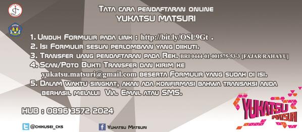 Chikusei_CKS's tweet photo. @smabpidua16 PendaftaranOnline Lomba Yukatsu Matsuri.Fmlr: http://t.co/wcdyLz5qZ3   Info http://t.co/FgKPVMLzqW       http://t.co/304fASOVM9