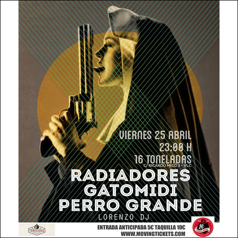 lydiaborja's tweet photo. 25abril @Los_Radiadores @GATOMIDI @PerroGrandeBand @16_Toneladas entradas @movingtickets http://t.co/yGfmr8seCA http://t.co/Hkf4B5G8qv