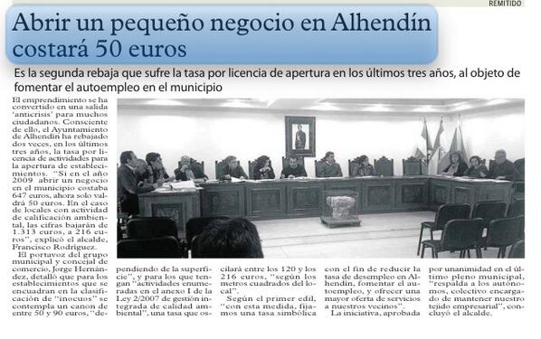 franalhendin's tweet photo. El @Ayto_Alhendin apoya el autoempleo dejando la tasa de licencia de apertura en un precio simbólico de 50 € http://t.co/Fey0hWy5Ol