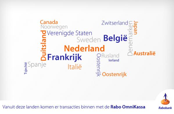 Rabobank's tweet photo. Wist je dat de #RaboOmniKassa transacties uit vele landen ontvangt? Meer weten? http://t.co/OOd1yyFzSM #VBZM http://t.co/dlESHSykHv