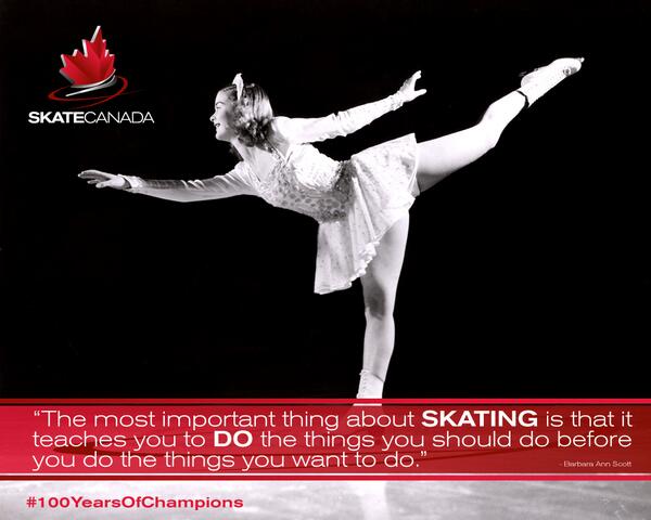 SkateCanada's tweet photo. Wise words from the first lady of figure skating. What has skating taught you? #100YearsOfChampions http://t.co/tJRWJYFFxQ