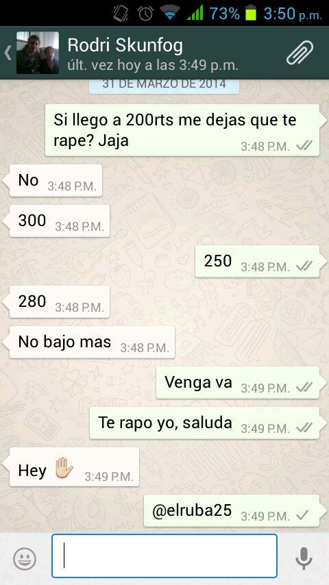 elruba25's tweet photo. Ayudarme a llegar a los 280Rts por favor, cortemoslé la melena a @rodriskunkfog http://t.co/D6AyzHQtZI