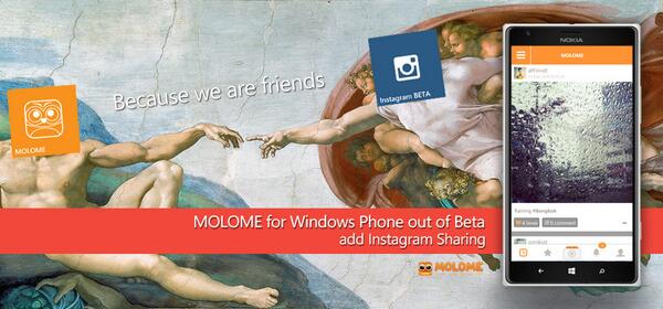 MOLOME's tweet photo. Goodbye beta. Full version of MOLOME comes to Windows Phone with Instagram Sharing ! http://t.co/gloauRks2V http://t.co/ns5ViBQW07