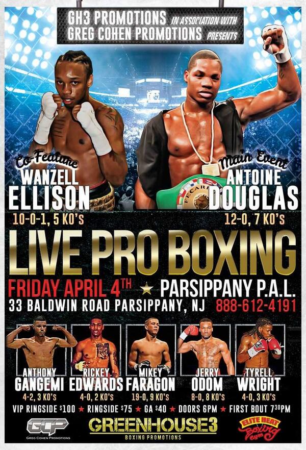 StuartKudman's tweet photo. Great night of boxing on April 4th. Let your friends know!!! http://t.co/DHRb2gAqoq