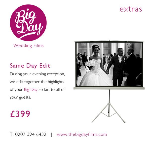 thebigdayfilms's tweet photo. Big Day Extras ! The Same Day Edit ! http://t.co/KlhZJv7mQB