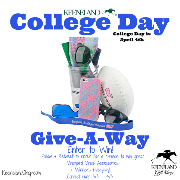 ShopKeeneland's tweet photo. 4 Days until Opening Day! Follow &amp; Retweet to enter a chance to win great accessories from Vineyard Vines. http://t.co/UymhXtt1l0