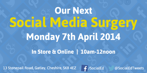 SocialEdTweets's tweet image. Got any Facebook/Twitter questions?Our next FREE Surgery is on Monday!We'll be on Twitter for those who cant make it.