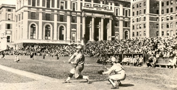 Columbia's tweet image. Let's Play Ball: Throwback to Columbian Lou Gehrig on South Field, 1923 @CUArchives  #OpeningDay