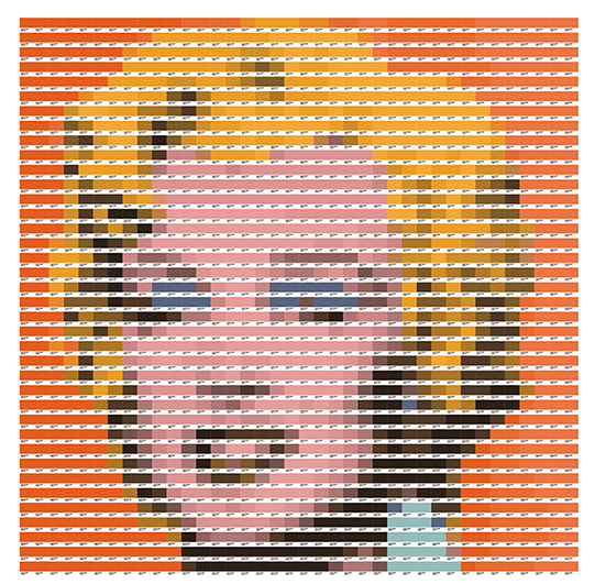 InDesign's tweet photo. From Pantone… to pixel. Each color in Txaber's mosaics is replaced by a single Pantone chip. http://t.co/2uBBmeqUTo http://t.co/9pv61gb595